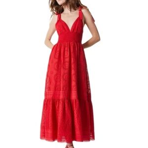 NWT Alice + Olivia Levine Bright Poppy Eyelet Embroidered Maxi Dress - Sz 10